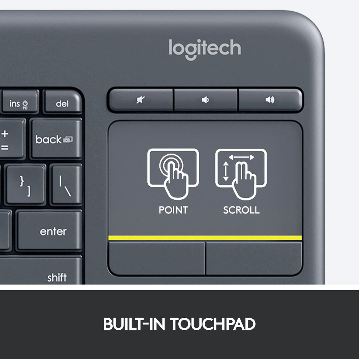 LOGITECH K400 Plus Wireless Keyboard With Touch Pad - 100% Authentic