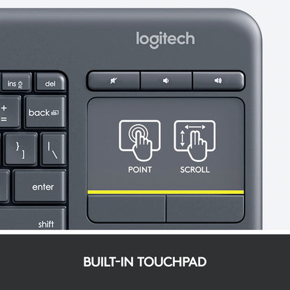 LOGITECH K400 Plus Wireless Keyboard With Touch Pad - 100% Authentic