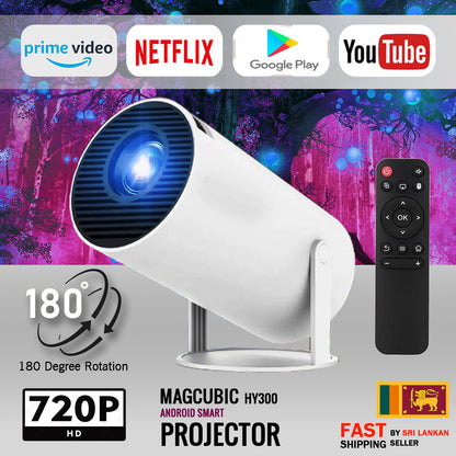 HY 300 Pro Projector for Home Portable HD Android 12 Short 4K & 1080p HY300 4K Smart Projector Android 11 Portable Wifi Mini Bluetooth 200Ansi Home Theater for SAMSUNG Apple Phone Movie