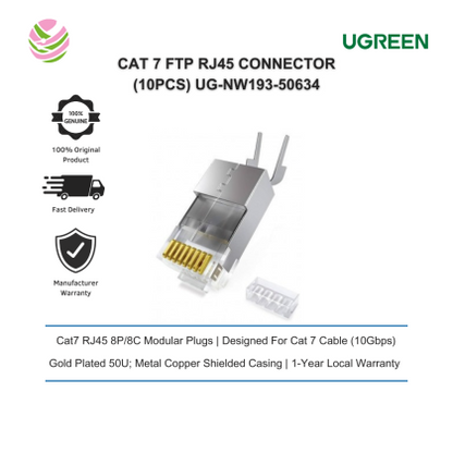 Ugreen 50634 10Pcs Cat7 Rj45 8P - 8C Modular Plugs - NW193
