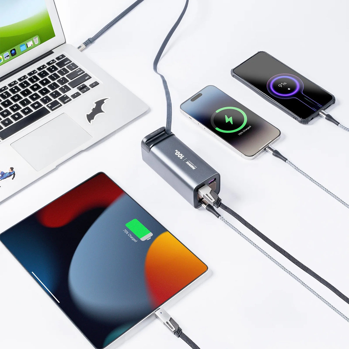 Remax FC-22 100W Fast Charging 20000mAh Power Bank 2x USB + PD Type-C / Built-In Type-C Cable
