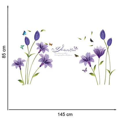 Lavender purple dream flower Beautiful Home Decoration animals tree bridge baby children cartoon bedroom room decor wall stickers removable kids nursery decal sticker Wall Decoration Stickers wall deco