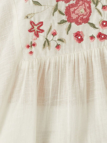 Women Floral Embroidered Thread Work Indie Florals Kurta