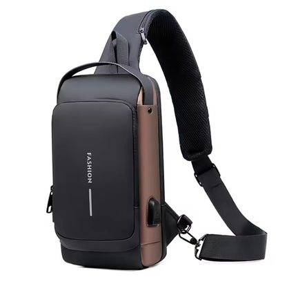 Luxury Waterproof Anti-Theft Crossbody Bag for Men with USB Charging Port, Travel Sling Chest Should