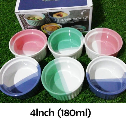 6 Pcs Ceramic Baking Oven Bowl for Muffins Cupcake Desserts Crunchy Snacks Dessert Baking Bowl