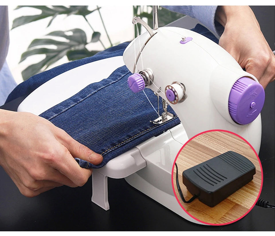 Mini Portable Sewing Machine Portable Electric Sewing Machines with Light and Speed Control for Beginner DIY Home Sewing Accessories