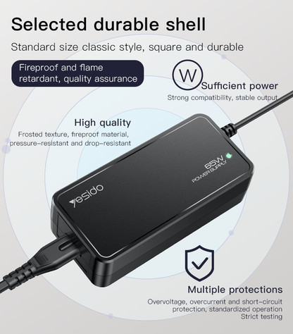 Yesido 15 in 1 65W Fast Charging UK Standard Laptop Adapter Charger - CG11K
