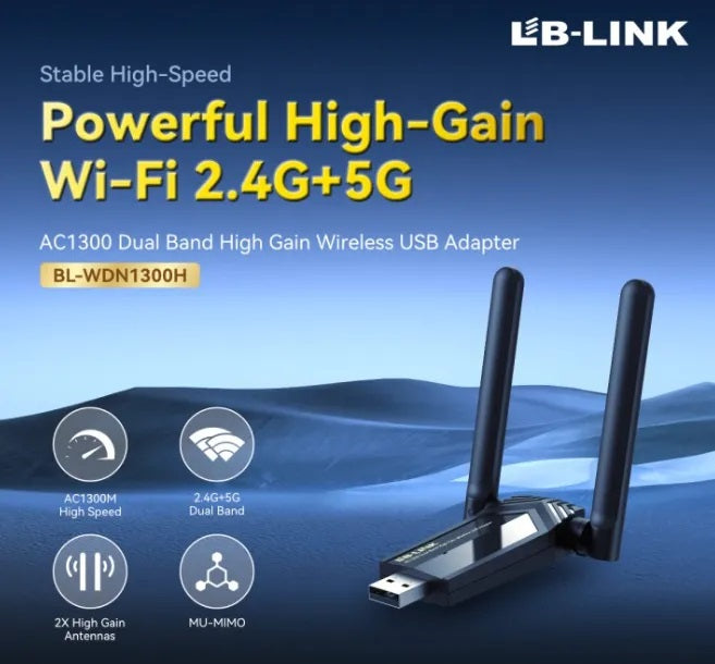 LB-LINK Archer BL-WDN1300H AC1300 High Gain Wireless Dual Band USB Adapter