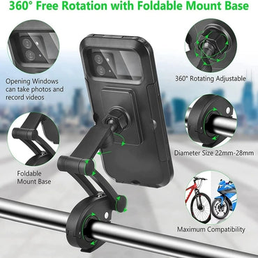 Waterproof Motorcycle Bike Mobile Phone Holder Support Universal Bicycle GPS 360° Adjustable