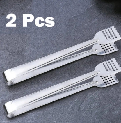 11 Inches-Stainless Steel BBQ Food Tongs Bread Clip Pastry Clamp Barbecue Kitchen Tongs 1, 2 Pcs