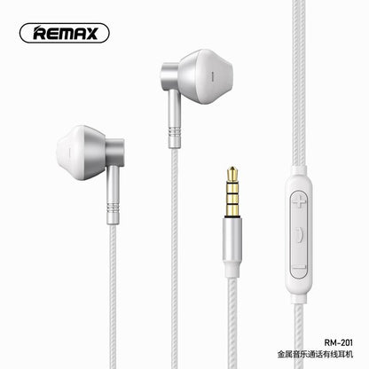 Remax RM-201 Metal Wired In-ear Earphone with Mic and Volume Controller
