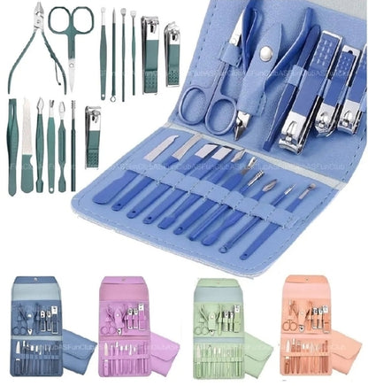 16Pcs Professional Manicure & Pedicure Nail Clipper Set with Travel Leather Case SMT