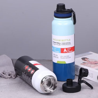 Double Wall Insulated Stainless Steel Fitness Sports Bottle 1000Ml (Random Colours)