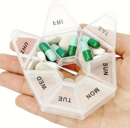 7-Day Circular Pill Organizer – Portable Weekly Medicine Case with Compartments