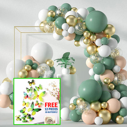 FREE 12 PCS 3D BUTTERFLY WITH Complete Set 117-Piece Premium Blue Balloon Garland Kit for Party Decoration, Unisex Balloon Arch Set for All Ages