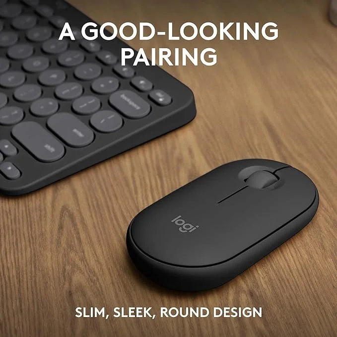 Logitech Pebble Wireless Mouse with Bluetooth or 2.4 GHz Receiver, Silent, Slim Computer Mouse with Quiet Clicks, for Laptop/Notebook/iPad/PC/Mac/Chromebook