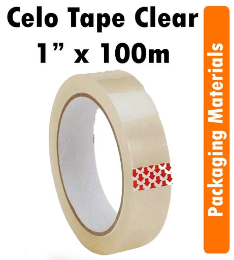 3Pc Cello Tape 1" X 100M CLEAR Packaging Tape 1 Inch
