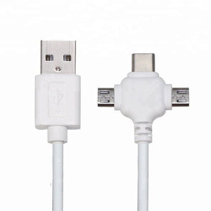 High Quality Fast Charging 3 in 1 Charger Cable For IOS Micro USB & Type C - White