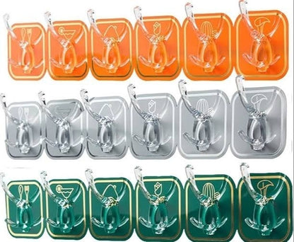 1Pcs Six Row Hooks Free Punching Non-Slip Hook Wall-Mounted Kitchen Bathroom Hook