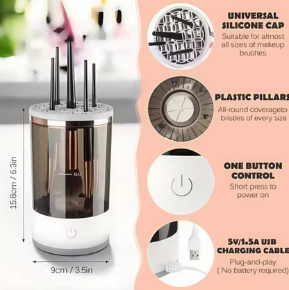 Electric Makeup Brush Cleaner & Dryer – Automatic Spin Washer for All Brush Sizes