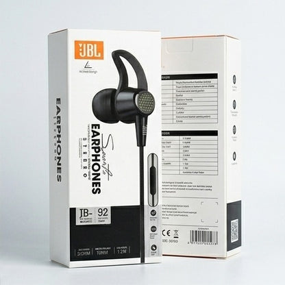 JBL JB-92 in-Ear Wired Headset: 3.5Mm Lightweight Stereo Earphones with Microphone