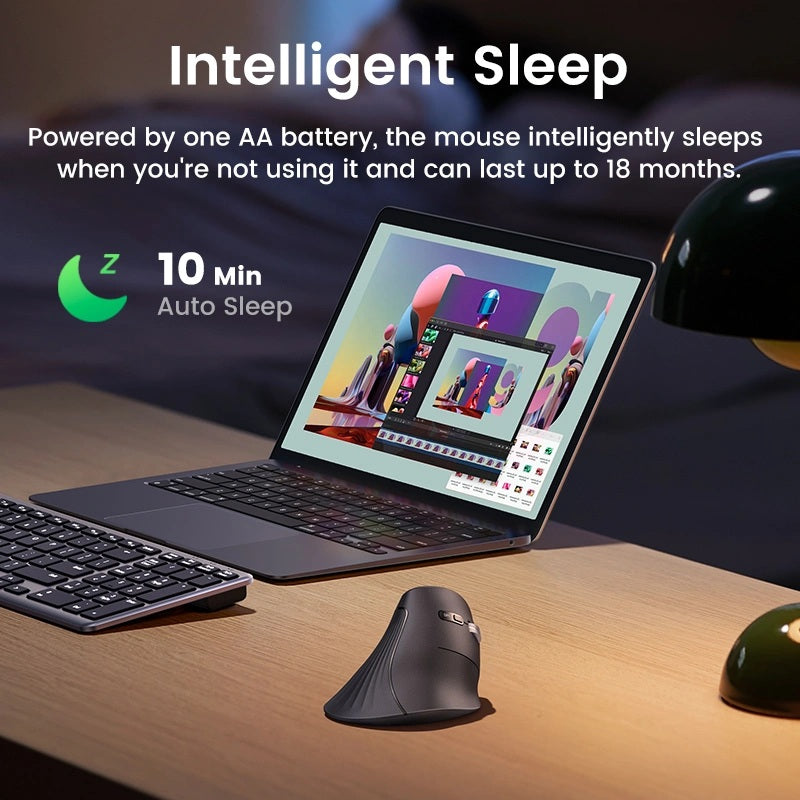 GREEN MU008 Vertical Ergonomic Mouse, Bluetooth & 2.4G, Silent Quiet Clicks, 5 Buttons, 4000 DPI & 4 Adjustable DPI, for Laptop, Mac, Chromebook, PC, Windows