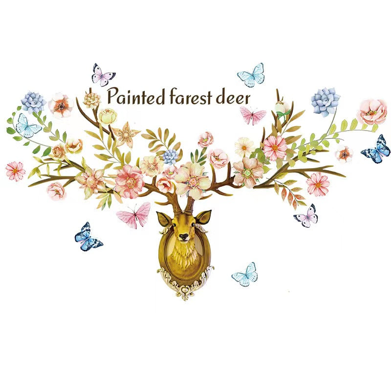 Butterfly Deer with Wall decoration stickers room wallpaper bedroom nursery kids room Home decoration Wall Stickers