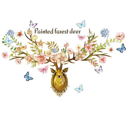 Butterfly Deer with Wall decoration stickers room wallpaper bedroom nursery kids room Home decoration Wall Stickers