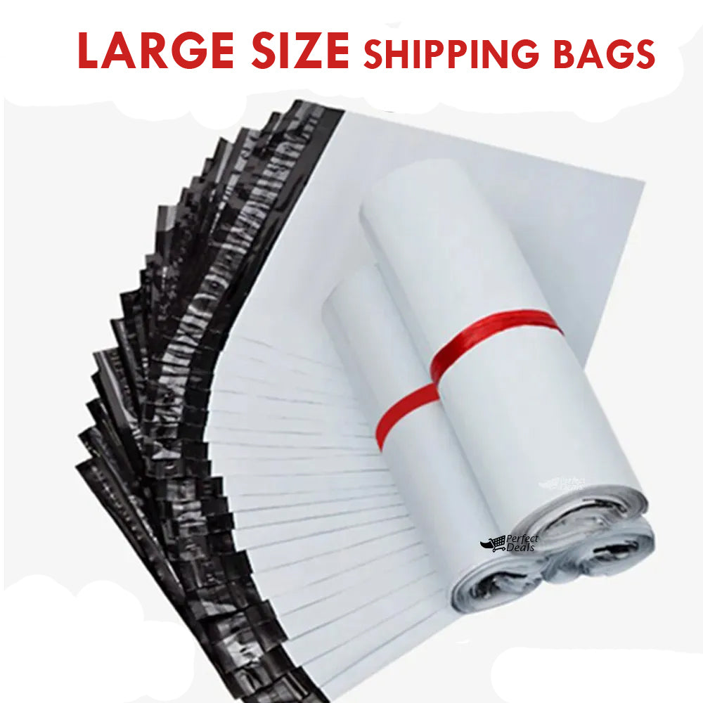 Large Size 32 cm X 41+5 cm Medium Poly Mailer White Poly Mailer Bags Bundle of 100 Bags pack and 50 Bags Pack Self-seal Adhesive bags Storage Bags Plastic Poly Envelope Maile Packs Postal Safe Mailing Bags Shipping Bags Large Size