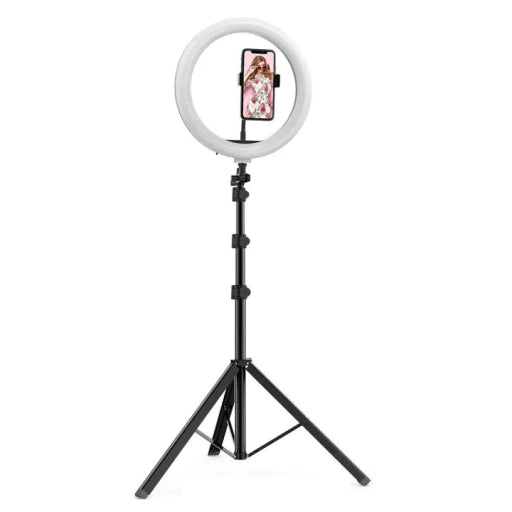 10 Inch Selfie LED Ring Light with 7Ft Tripod Stand & Adjustable 360Â° Phone Holder for Video & Selfi