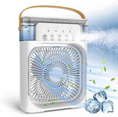 2-In-1 Portable Air Cooler Fan & Humidifier | 5-Spray Mist, 7-Color LED & 3 Speeds