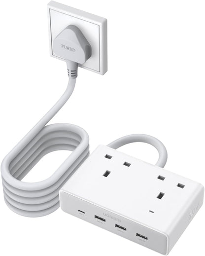 UGREEN 85170 Nexode 4 USB Ports Extension Cord, 2 AC 2990W Max Power Strip, PD20W Extension Plug Compatible with iPhone 17, i