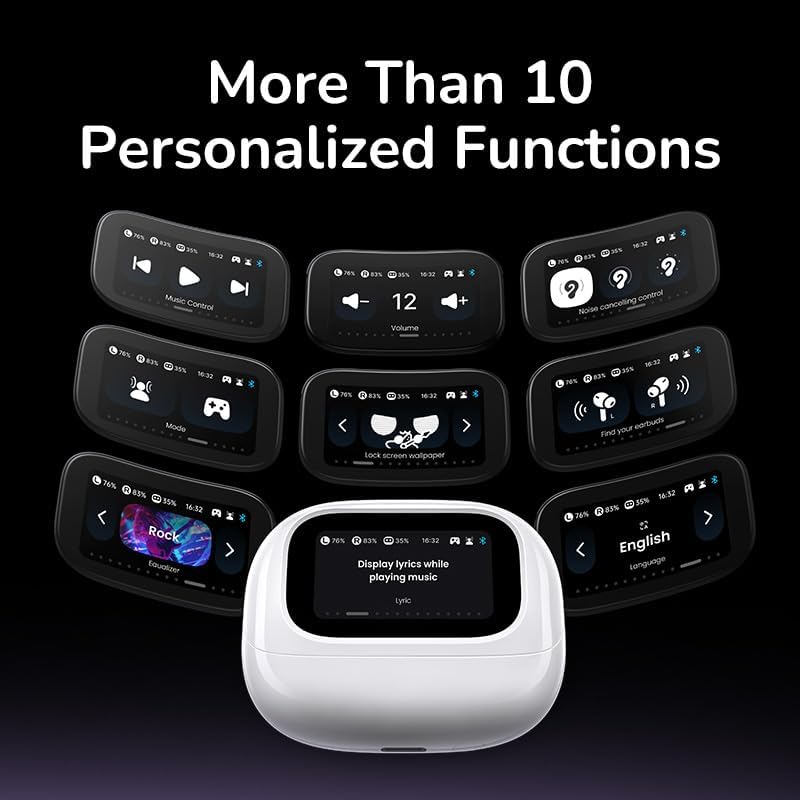 UGREEN 55137 EchoBuds Magic Wireless Earbuds with Touch Screen Active Noise Cancelling Earbuds, Hi-res & LDAC, Wireless Headphones Bluetooth 5.4, 2 Mic Clear Call, 30H Playtime, Fit for S26 Ultra