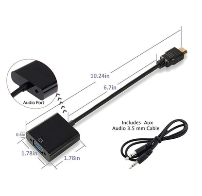 1080P HDMI to VGA Converter for Xbox Ps3 Ps4 PC TV LEDs Etc with Sound Port with Audio 3.5 Aux