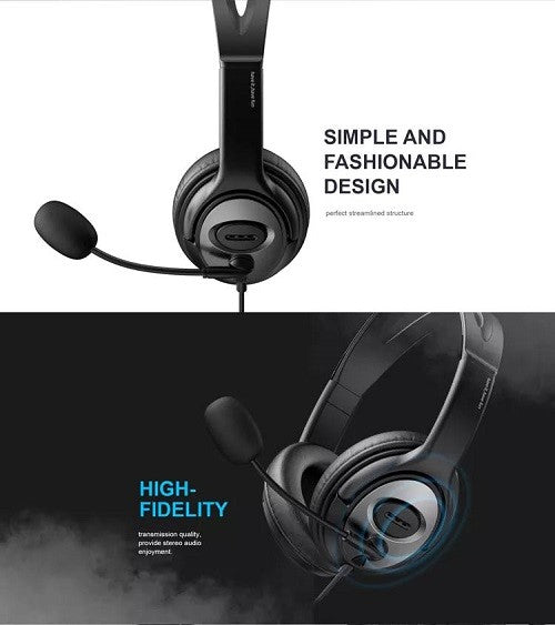 Havit H206d Double Plug 3.5mm Stereo With Mic Headphone