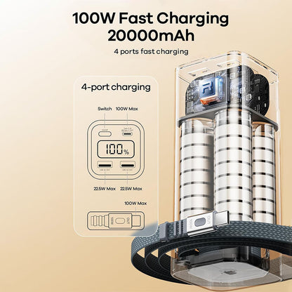 Remax FC-22 100W Fast Charging 20000mAh Power Bank 2x USB + PD Type-C / Built-In Type-C Cable