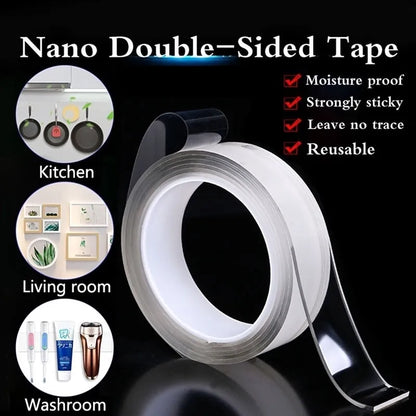 Ivy Grip Double Side Nano Adhesive Clear Tape Anti-Slip Removable Tape (2M/6.56 Ft Long, 2Mm Thick)