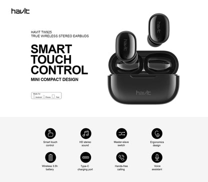 HAVIT TW925 True Wireless Earbuds with Master-Slave Switch TWS Earphone