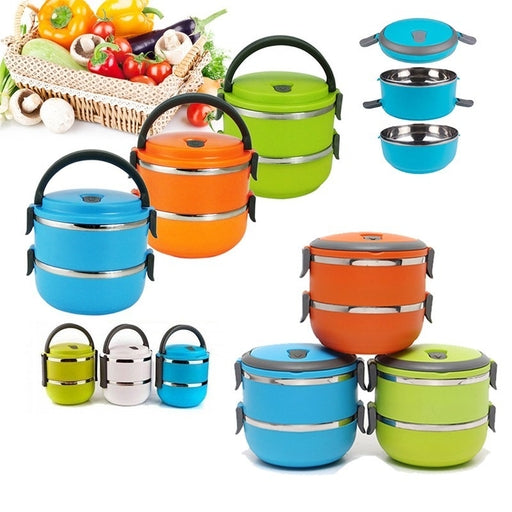 2 Layer Lunch Box 2 Layer Easy Portable Stainless Steel Office and School Lunch Box