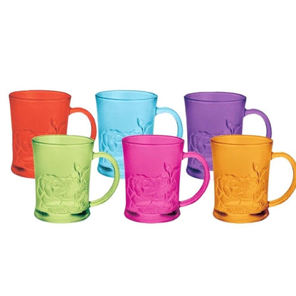 6Pcs Rainbow Glass Mug Set, Multicolour Tea Cup Set