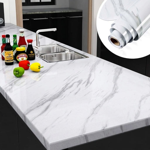 Adhesive Stickers Removable Wall Stickers(White Marble)