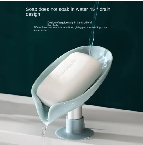 Creative Leaf-Shaped Soap Draining Box | Punch-Free Suction Cup Soap Holder for Bathroom & Kitchen