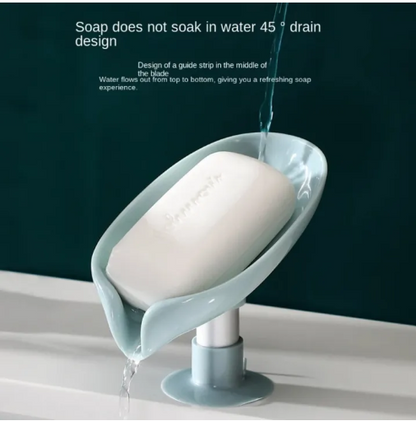 Creative Leaf-Shaped Soap Draining Box | Punch-Free Suction Cup Soap Holder for Bathroom & Kitchen