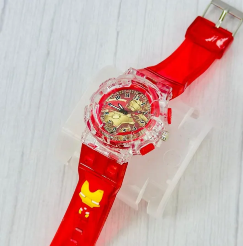 Disney Kids Flashing Light Watch - Spiderman Hulk Avengers Cartoon Toy Wristwatch