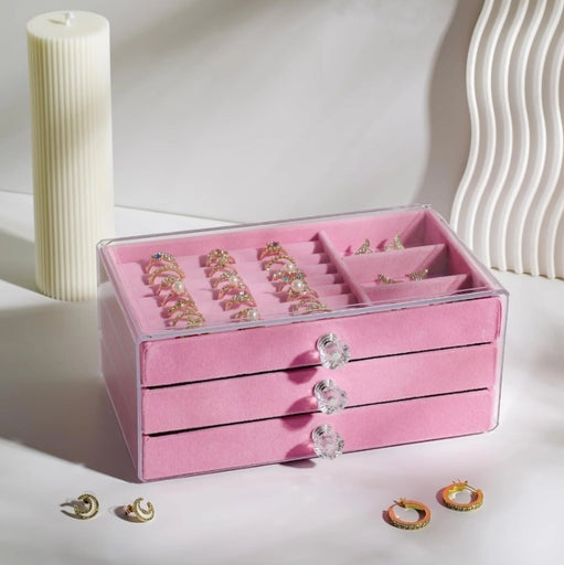 1Pc Deluxe Crystal-Clear Acrylic 3-Layer/1Layer Drawer Jewelry Storage Box - Organize Earrings, Ring