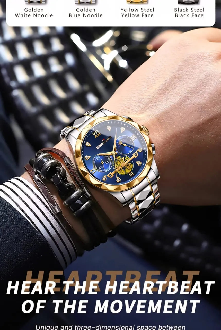LOUIS CLARKE Men's Multifunction Quartz Watch - 6-Hand Chronograph Style