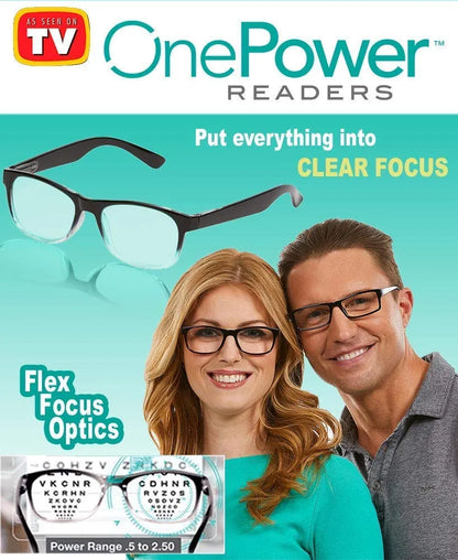 One Power Readers Auto-Focus Reading Glasses | Self-Adjusting Unisex Readers