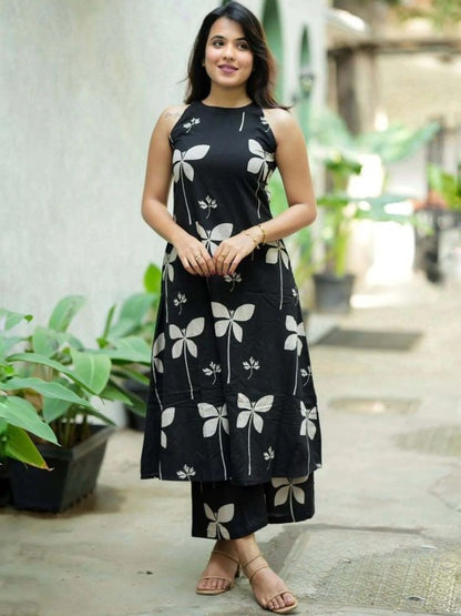 Women Floral Printed Regular Kurta with Palazzos