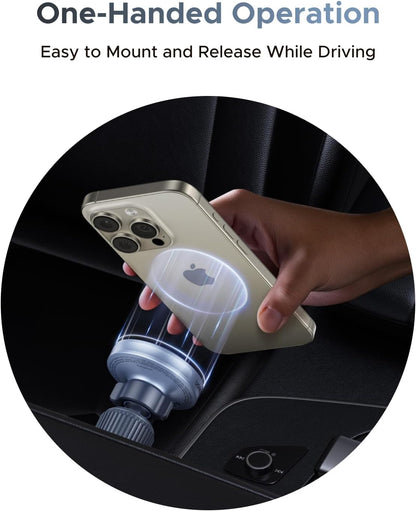 UGREEN 25W MagFlow Wireless Car Charger, MagSafe Qi2 Certified Fast Charging Cradle Mount for iPhone 17/16/15/14/13/12 Series, Air Vent Clip Secure Holder with USB-C Cable - 55967