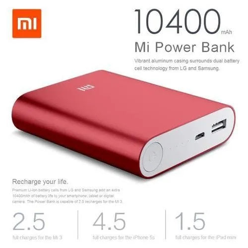 Xiaomi Mi 10400MAh Portable Power Bank External Battery Charger for Mobile Phones